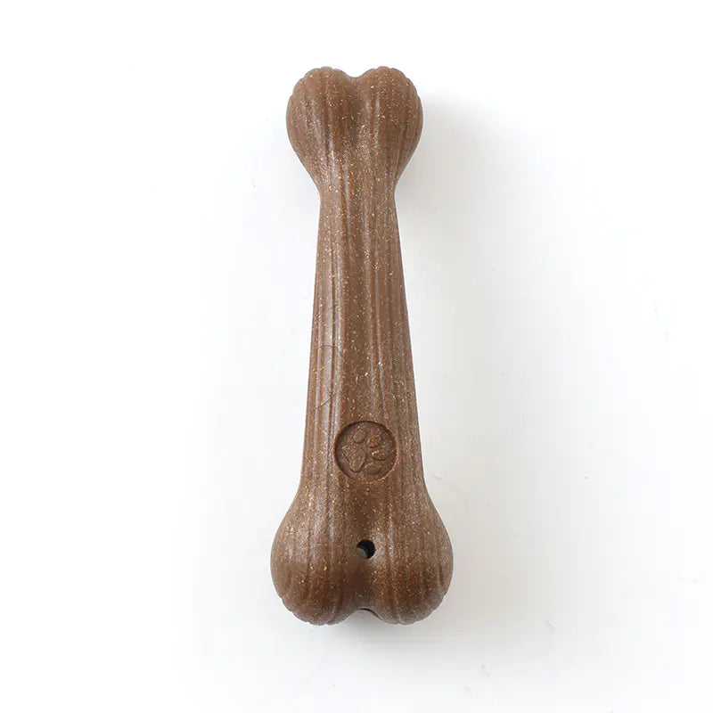 Juguete masticable duradero de madera de pino para perros - Forma de hueso interactivo