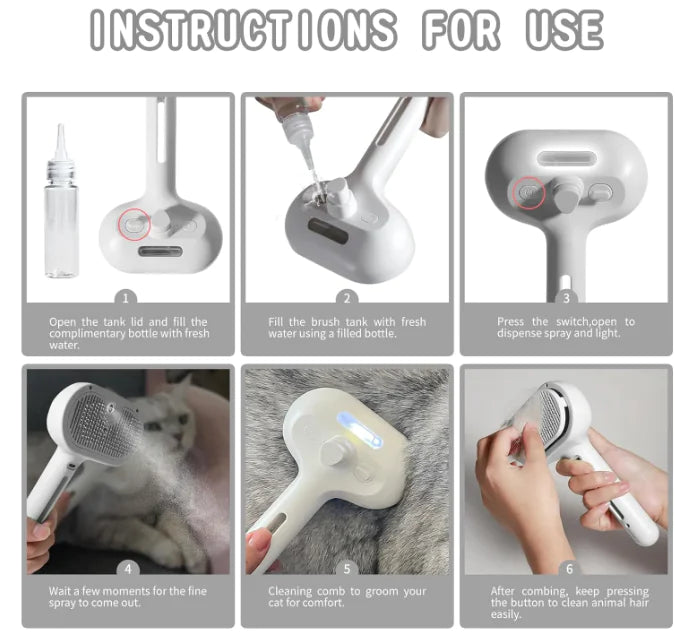 Cepillo pulverizador para pelo de mascotas